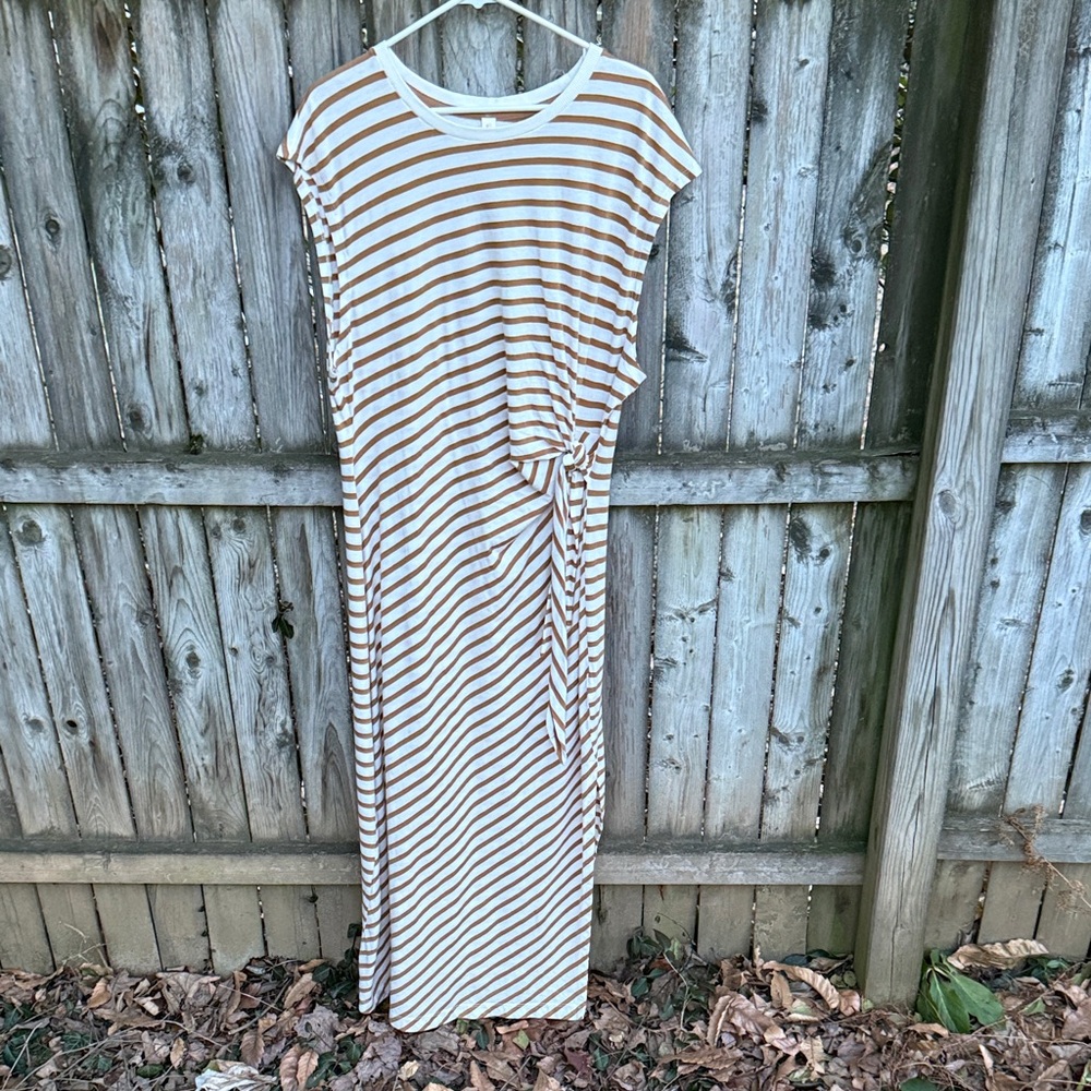 Anthropologie Daily Practice Tiebreaker Muscle-Sleeve Midi Dress XL - Picture 4 of 13